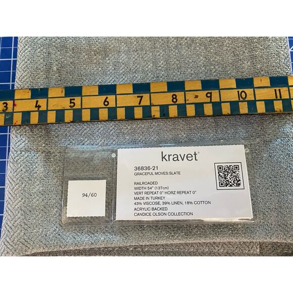 Kravet Candice Olson Upholstery Samples Graceful Moves Gray Blue Cream 25"x23" - Picture 2 of 5